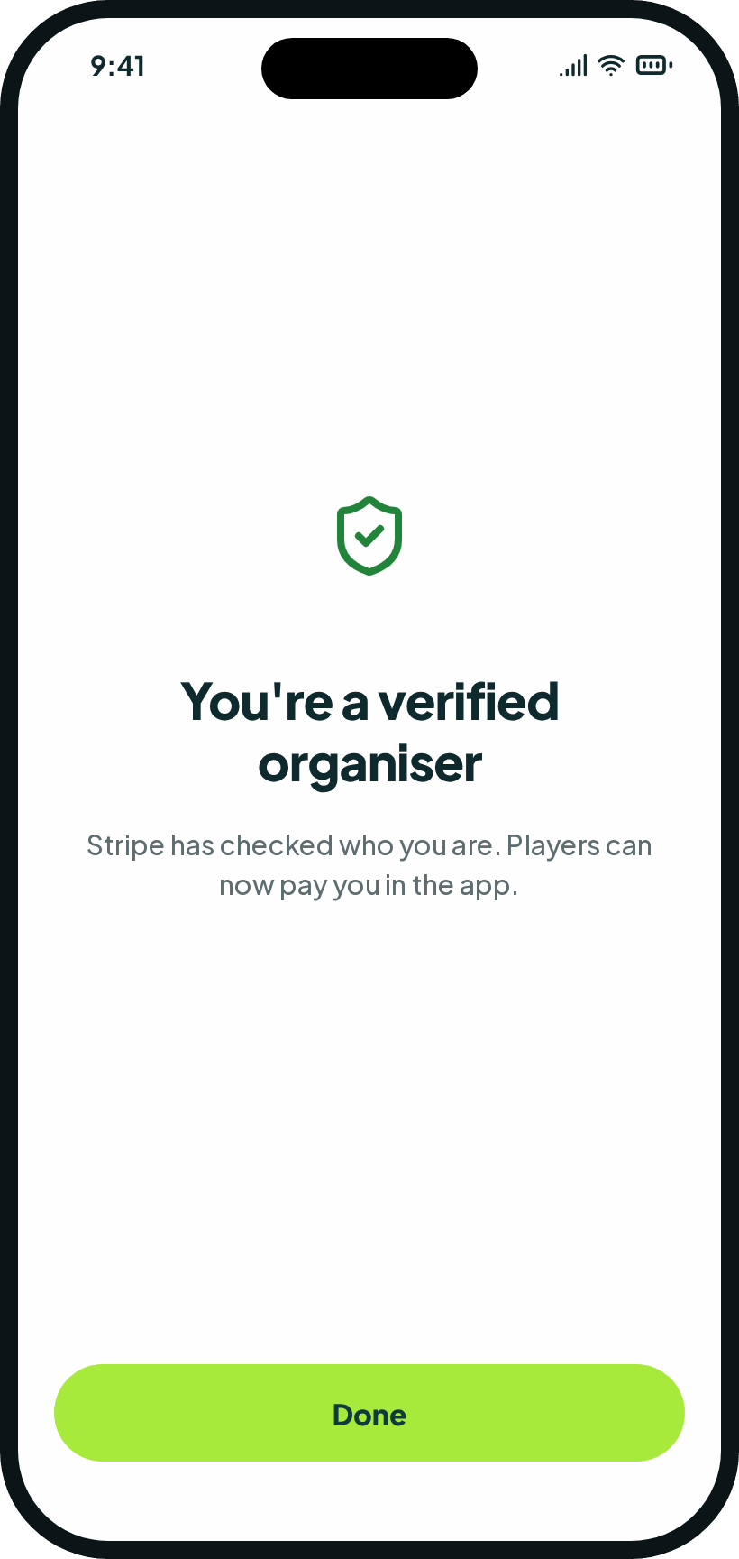 GotGame once Stripe has checked you: players can now pay you in the app