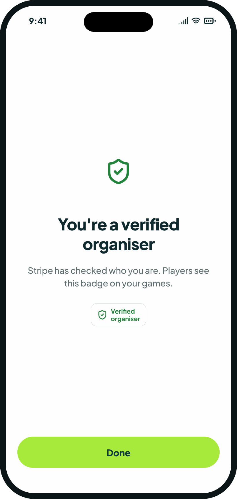 GotGame after payouts are set up: You’re a verified organiser